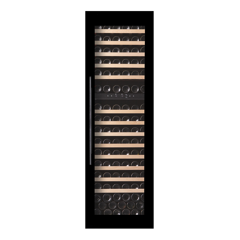 Pevino Majestic 101 bottles - dual zone - black glass front - integrated - wood trim