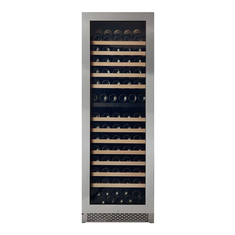 Pevino Majestic 150 bottles - 2 zones - stainless steel front - wood trim
